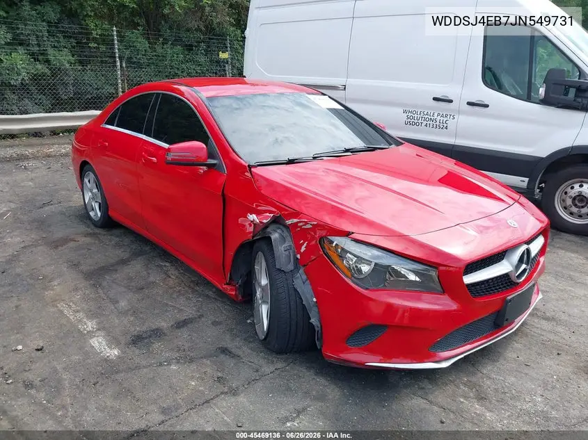 2018 Mercedes-Benz Cla 250 VIN: WDDSJ4EB7JN549731 Lot: 45469136