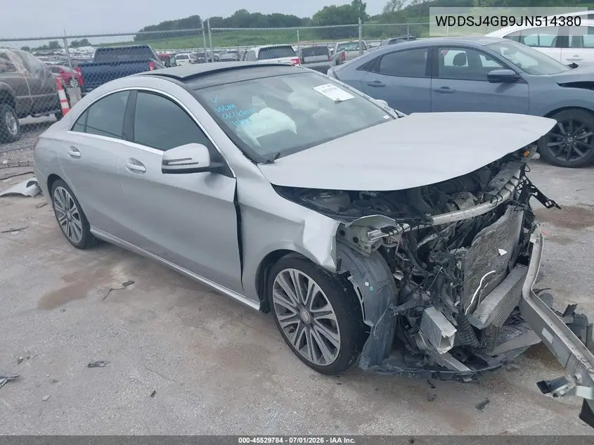 2018 Mercedes-Benz Cla 250 4Matic VIN: WDDSJ4GB9JN514380 Lot: 45529784