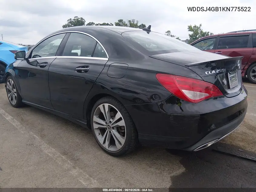 2019 Mercedes-Benz Cla 250 4Matic VIN: WDDSJ4GB1KN775522 Lot: 45345606