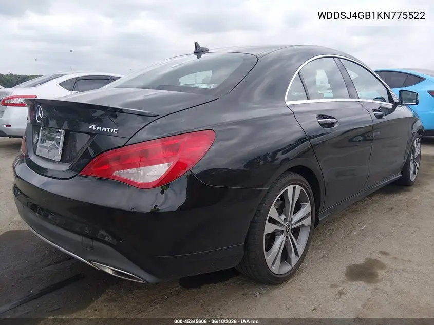 2019 Mercedes-Benz Cla 250 4Matic VIN: WDDSJ4GB1KN775522 Lot: 45345606