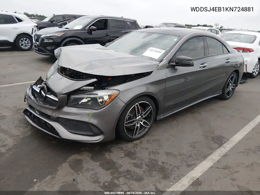 2019 Mercedes-Benz Cla 250 VIN: WDDSJ4EB1KN724881 Lot: 45379999