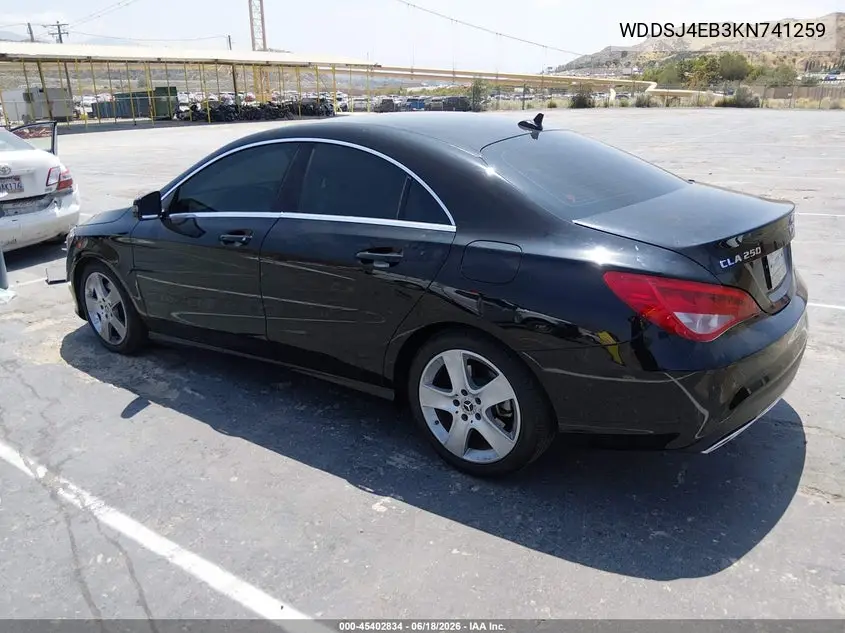 2019 Mercedes-Benz Cla 250 VIN: WDDSJ4EB3KN741259 Lot: 45402834