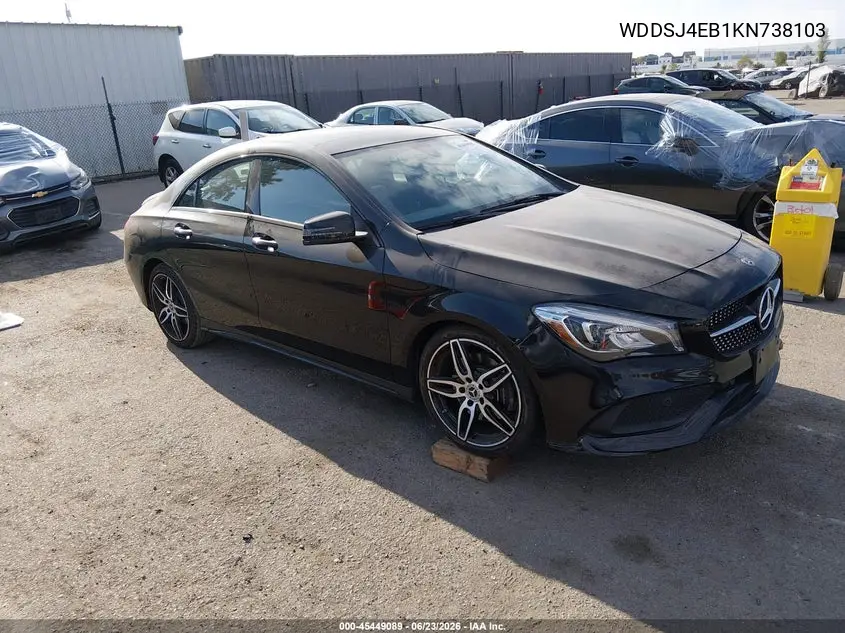 2019 Mercedes-Benz Cla 250 VIN: WDDSJ4EB1KN738103 Lot: 45449089