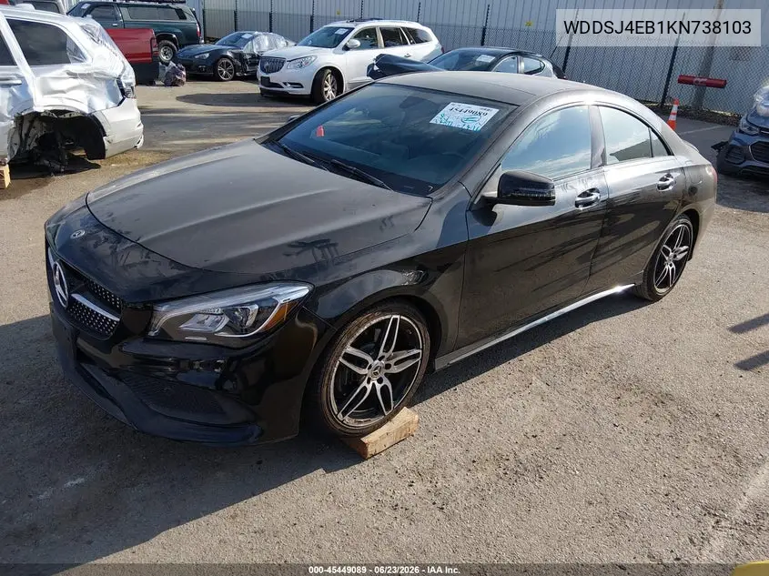 2019 Mercedes-Benz Cla 250 VIN: WDDSJ4EB1KN738103 Lot: 45449089