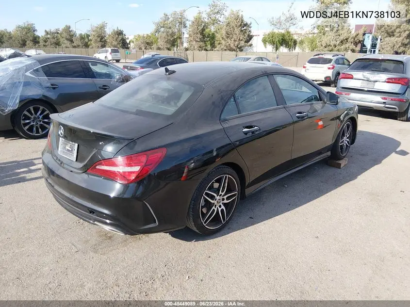 2019 Mercedes-Benz Cla 250 VIN: WDDSJ4EB1KN738103 Lot: 45449089