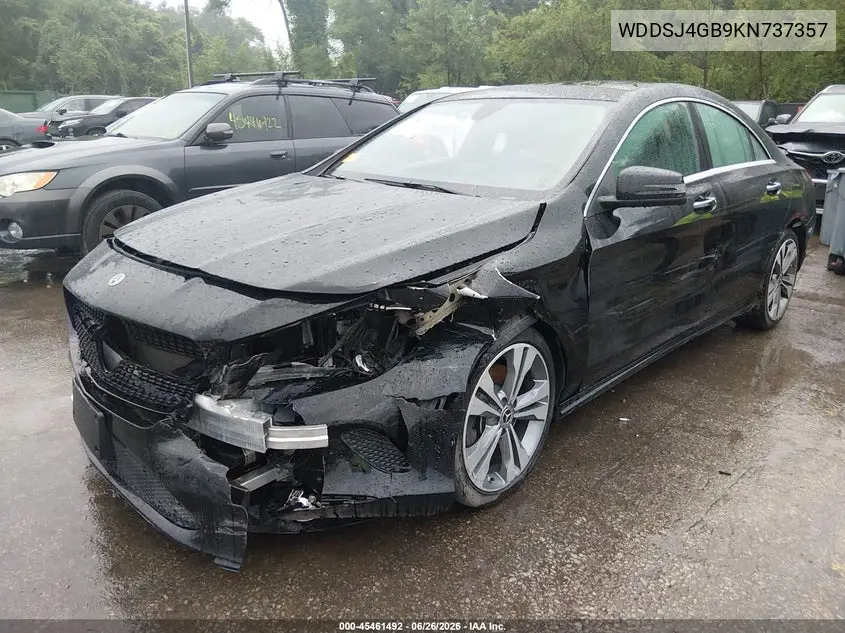 2019 Mercedes-Benz Cla 250 4Matic VIN: WDDSJ4GB9KN737357 Lot: 45461492