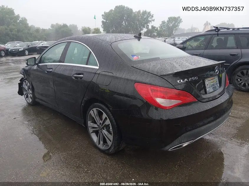 2019 Mercedes-Benz Cla 250 4Matic VIN: WDDSJ4GB9KN737357 Lot: 45461492