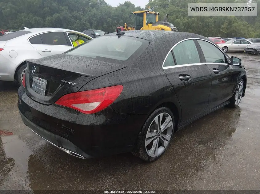 2019 Mercedes-Benz Cla 250 4Matic VIN: WDDSJ4GB9KN737357 Lot: 45461492