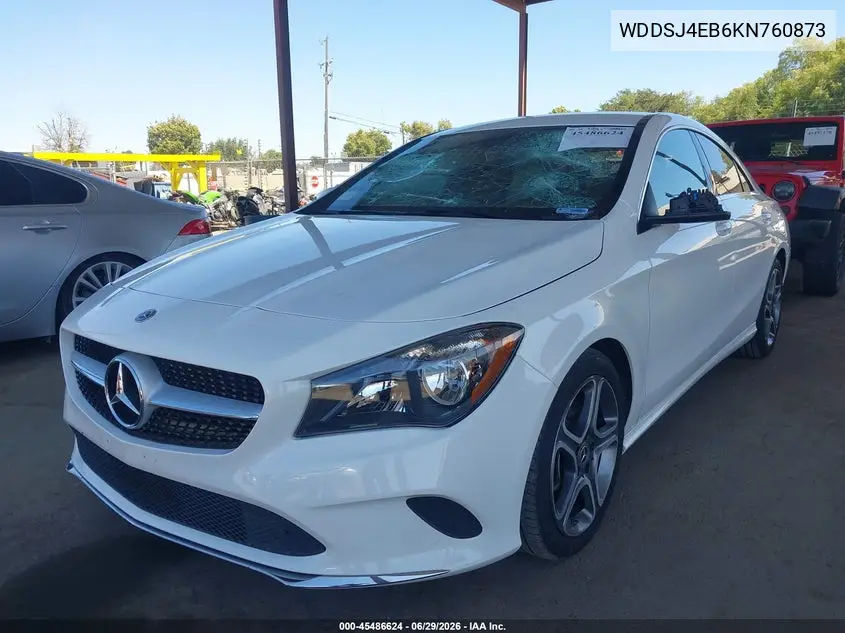 2019 Mercedes-Benz Cla 250 VIN: WDDSJ4EB6KN760873 Lot: 45486624