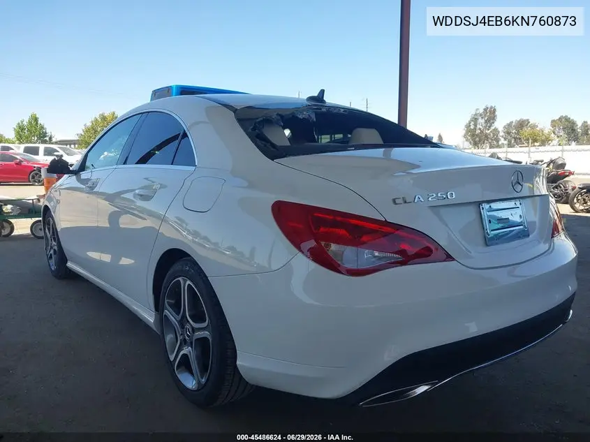 2019 Mercedes-Benz Cla 250 VIN: WDDSJ4EB6KN760873 Lot: 45486624
