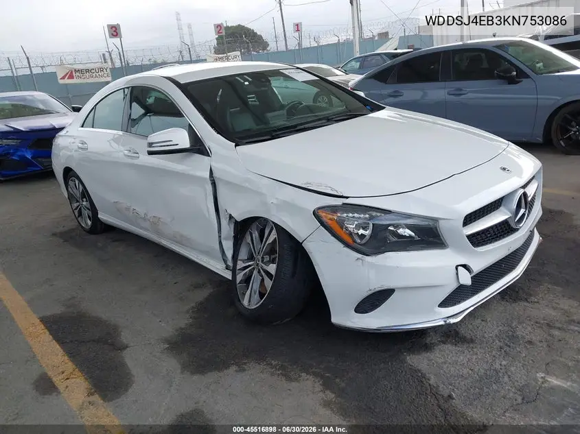 2019 Mercedes-Benz Cla 250 VIN: WDDSJ4EB3KN753086 Lot: 45516898