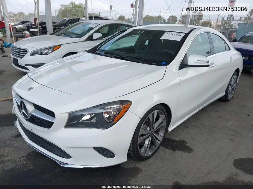 2019 Mercedes-Benz Cla 250 VIN: WDDSJ4EB3KN753086 Lot: 45516898