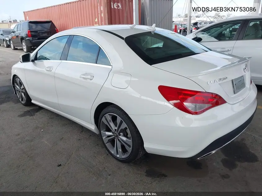 2019 Mercedes-Benz Cla 250 VIN: WDDSJ4EB3KN753086 Lot: 45516898