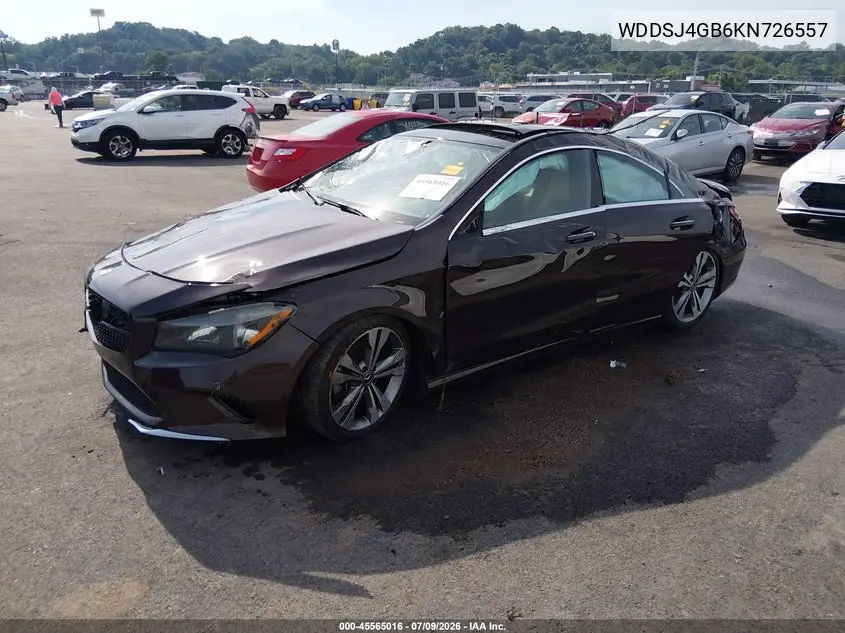2019 Mercedes-Benz Cla 250 4Matic VIN: WDDSJ4GB6KN726557 Lot: 45565016
