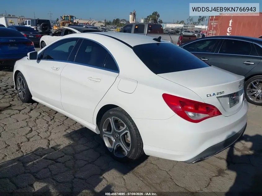 2019 Mercedes-Benz Cla 250 VIN: WDDSJ4EB9KN766943 Lot: 45574695