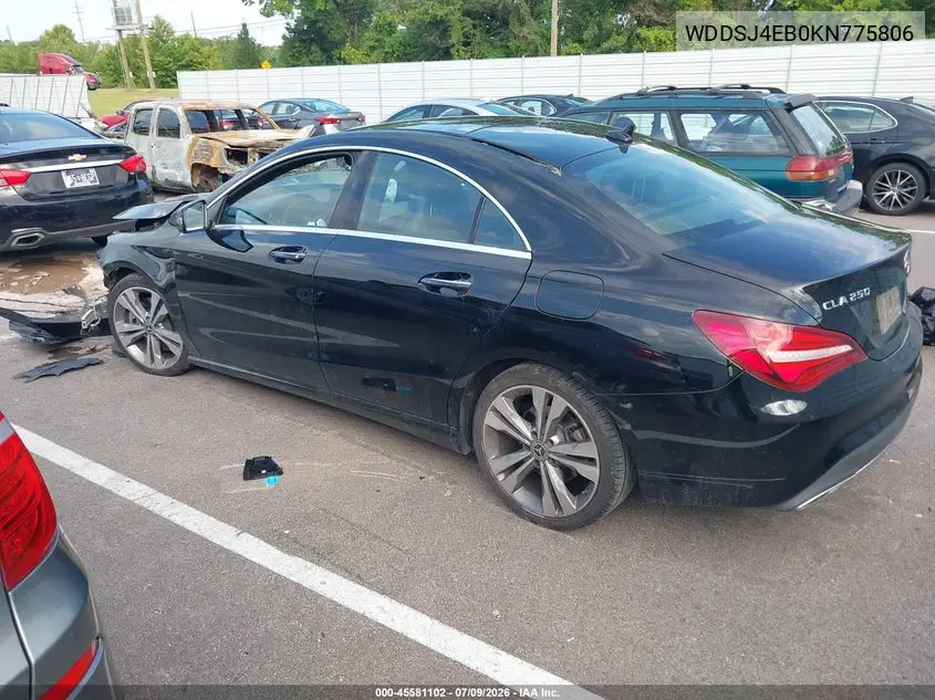 2019 Mercedes-Benz Cla 250 VIN: WDDSJ4EB0KN775806 Lot: 45581102