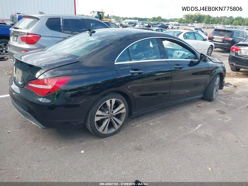 2019 Mercedes-Benz Cla 250 VIN: WDDSJ4EB0KN775806 Lot: 45581102