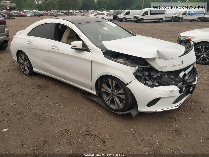 2019 Mercedes-Benz Cla 250 4Matic VIN: WDDSJ4GB0KN722990 Lot: 45621170