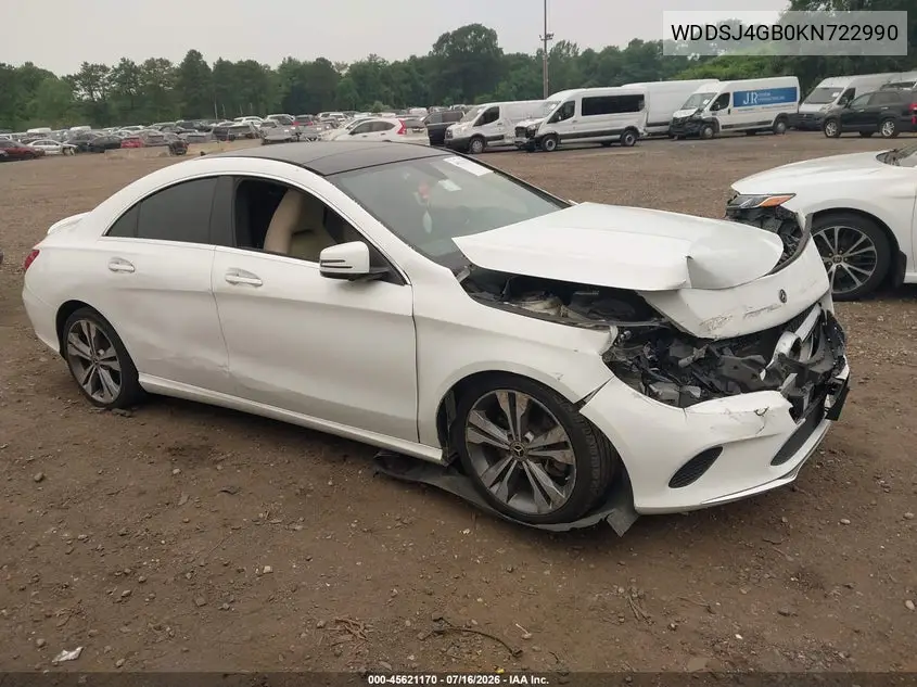 2019 Mercedes-Benz Cla 250 4Matic VIN: WDDSJ4GB0KN722990 Lot: 45621170