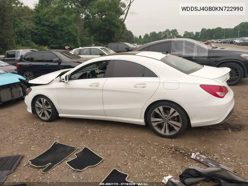 2019 Mercedes-Benz Cla 250 4Matic VIN: WDDSJ4GB0KN722990 Lot: 45621170