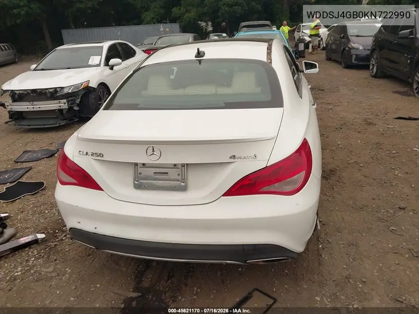 2019 Mercedes-Benz Cla 250 4Matic VIN: WDDSJ4GB0KN722990 Lot: 45621170