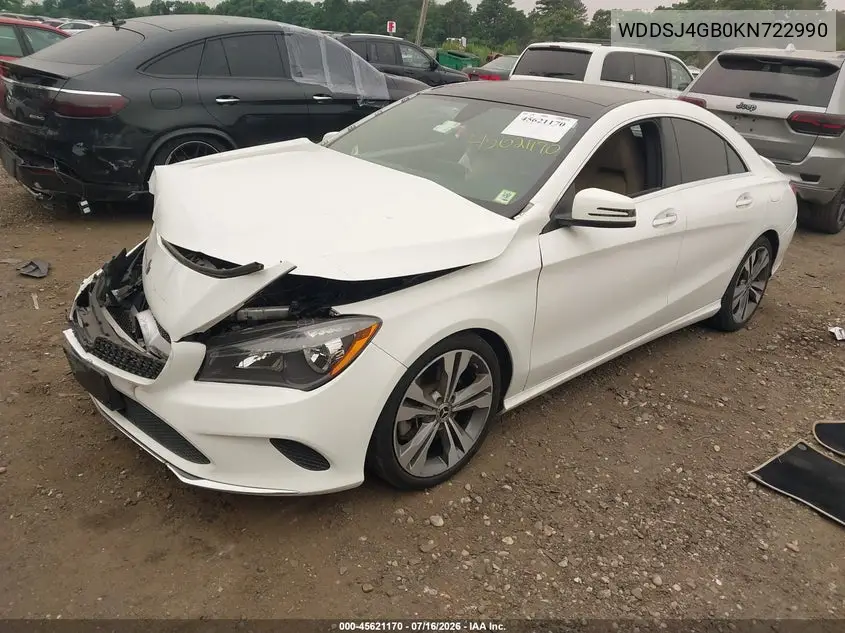 2019 Mercedes-Benz Cla 250 4Matic VIN: WDDSJ4GB0KN722990 Lot: 45621170