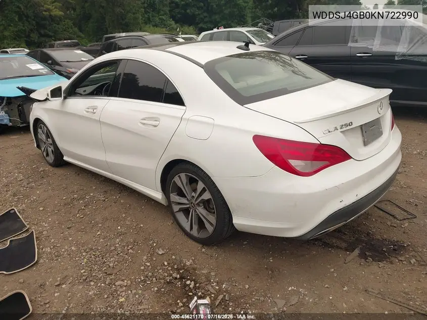 2019 Mercedes-Benz Cla 250 4Matic VIN: WDDSJ4GB0KN722990 Lot: 45621170