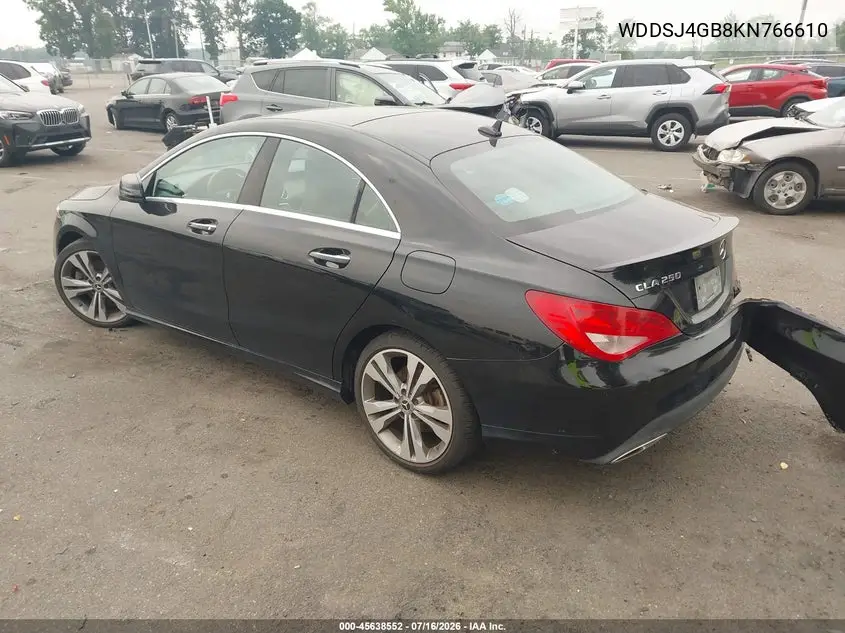 2019 Mercedes-Benz Cla 250 4Matic VIN: WDDSJ4GB8KN766610 Lot: 45638552