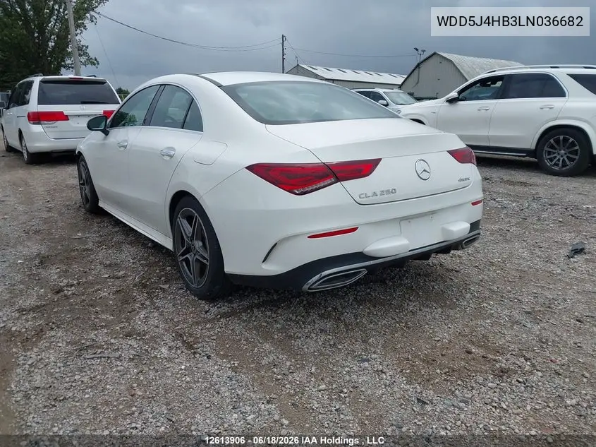 2020 Mercedes-Benz Cla VIN: WDD5J4HB3LN036682 Lot: 12613906