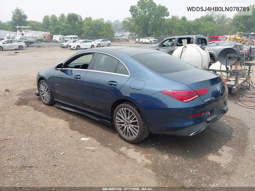 2020 Mercedes-Benz Cla 250 4Matic VIN: WDD5J4HB0LN078789 Lot: 45651755