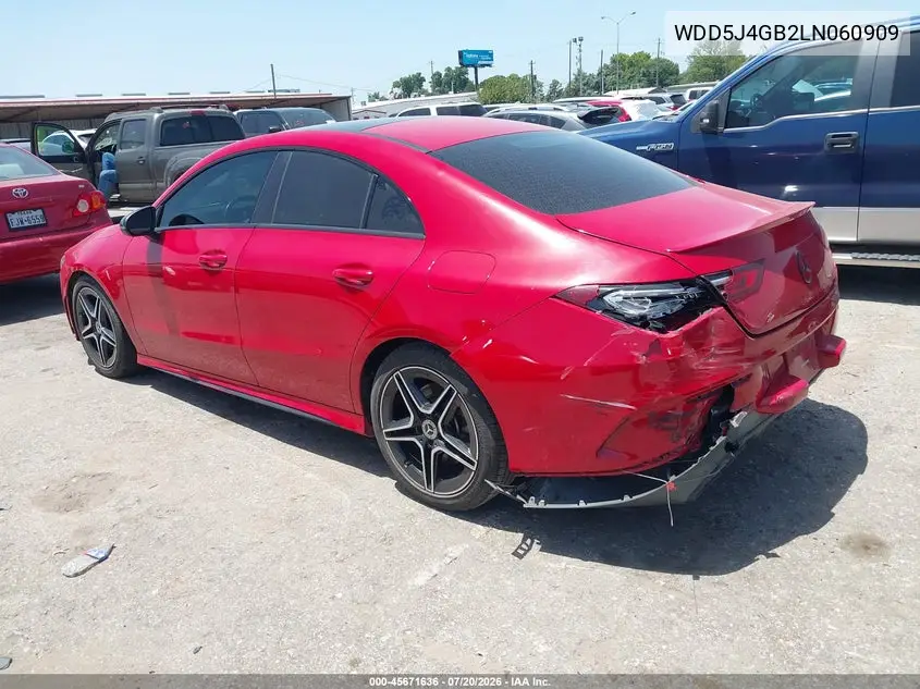 2020 Mercedes-Benz Cla 250 VIN: WDD5J4GB2LN060909 Lot: 45671636