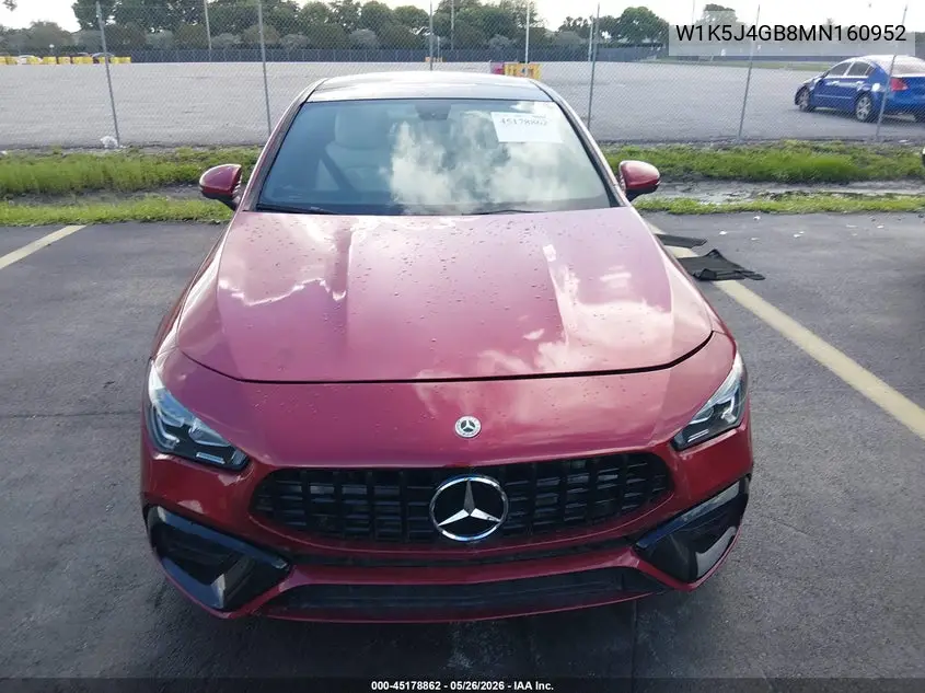 2021 Mercedes-Benz Cla 250 VIN: W1K5J4GB8MN160952 Lot: 45178862