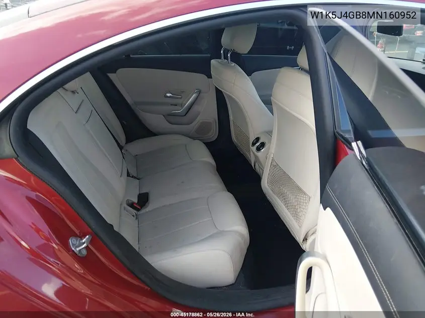 2021 Mercedes-Benz Cla 250 VIN: W1K5J4GB8MN160952 Lot: 45178862