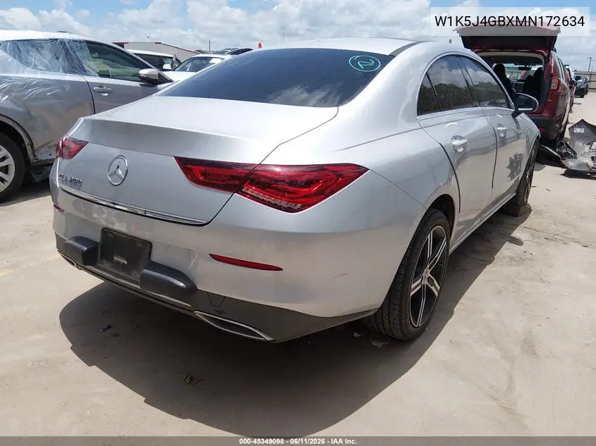 2021 Mercedes-Benz Cla 250 VIN: W1K5J4GBXMN172634 Lot: 45349098