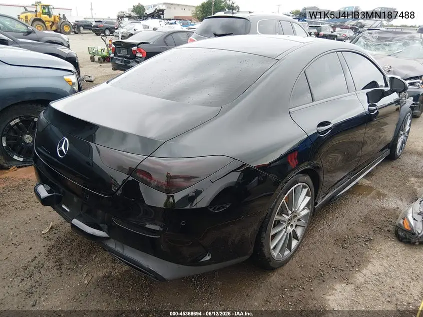 2021 Mercedes-Benz Cla 250 4Matic VIN: W1K5J4HB3MN187488 Lot: 45368694