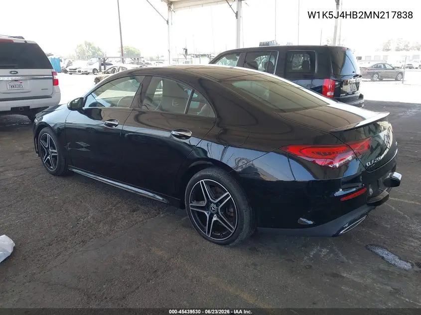 2021 Mercedes-Benz Cla 250 4Matic VIN: W1K5J4HB2MN217838 Lot: 45439530