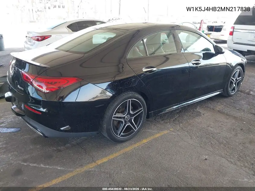 2021 Mercedes-Benz Cla 250 4Matic VIN: W1K5J4HB2MN217838 Lot: 45439530