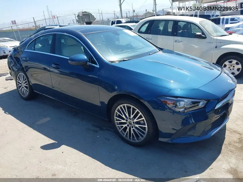 2021 Mercedes-Benz Cla 250 VIN: W1K5J4GB3MN229935 Lot: 45444160