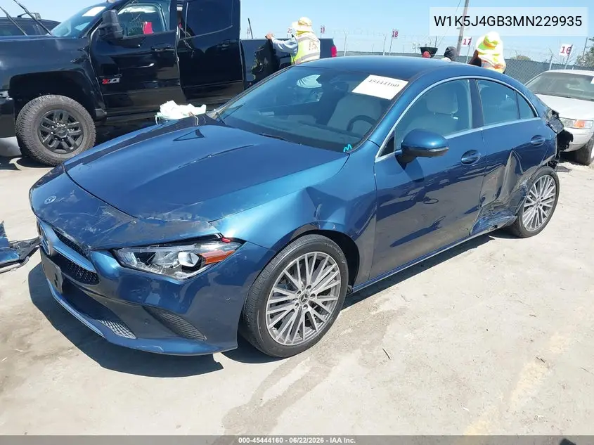 2021 Mercedes-Benz Cla 250 VIN: W1K5J4GB3MN229935 Lot: 45444160