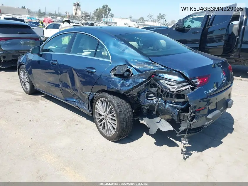 2021 Mercedes-Benz Cla 250 VIN: W1K5J4GB3MN229935 Lot: 45444160