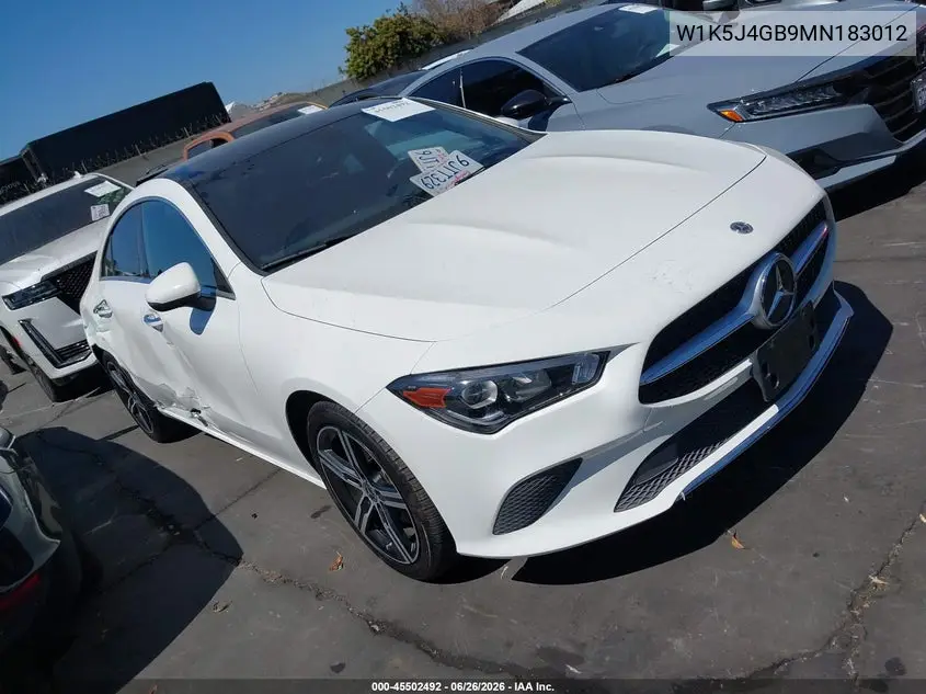 2021 Mercedes-Benz Cla 250 VIN: W1K5J4GB9MN183012 Lot: 45502492