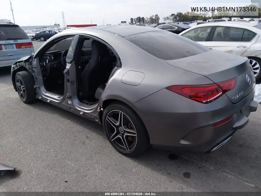 2021 Mercedes-Benz Cla 250 4Matic VIN: W1K5J4HB1MN173346 Lot: 45591381