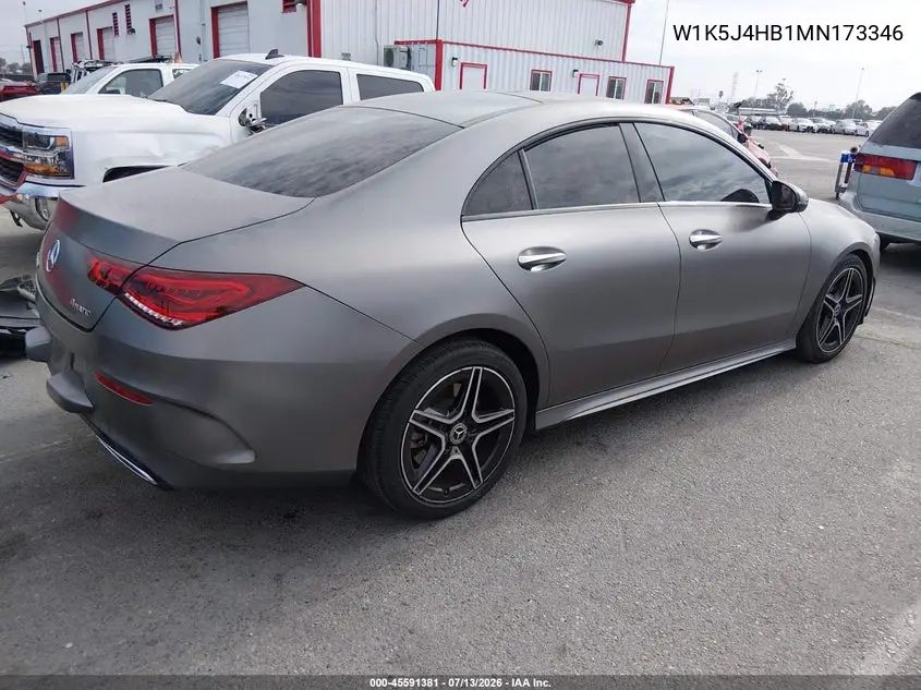 2021 Mercedes-Benz Cla 250 4Matic VIN: W1K5J4HB1MN173346 Lot: 45591381