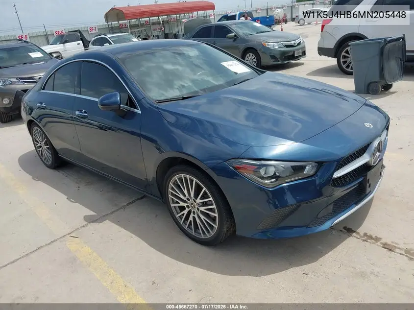 2021 Mercedes-Benz Cla 250 4Matic VIN: W1K5J4HB6MN205448 Lot: 45667270