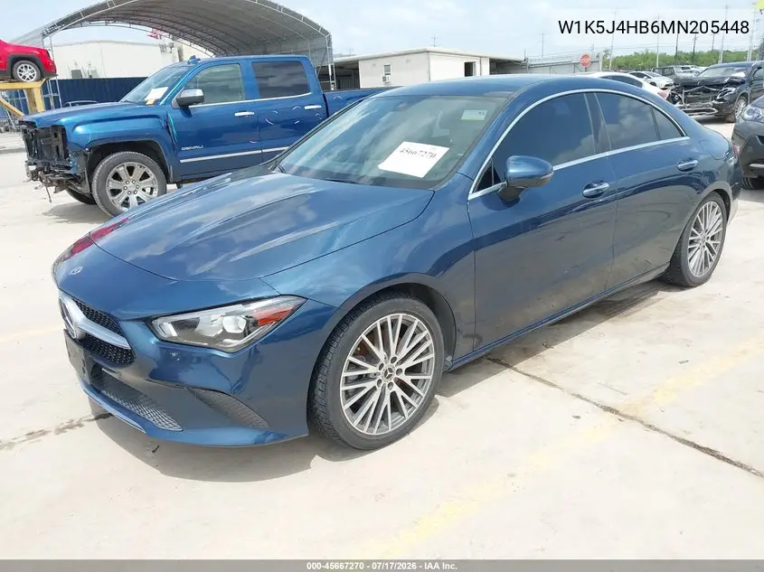 2021 Mercedes-Benz Cla 250 4Matic VIN: W1K5J4HB6MN205448 Lot: 45667270