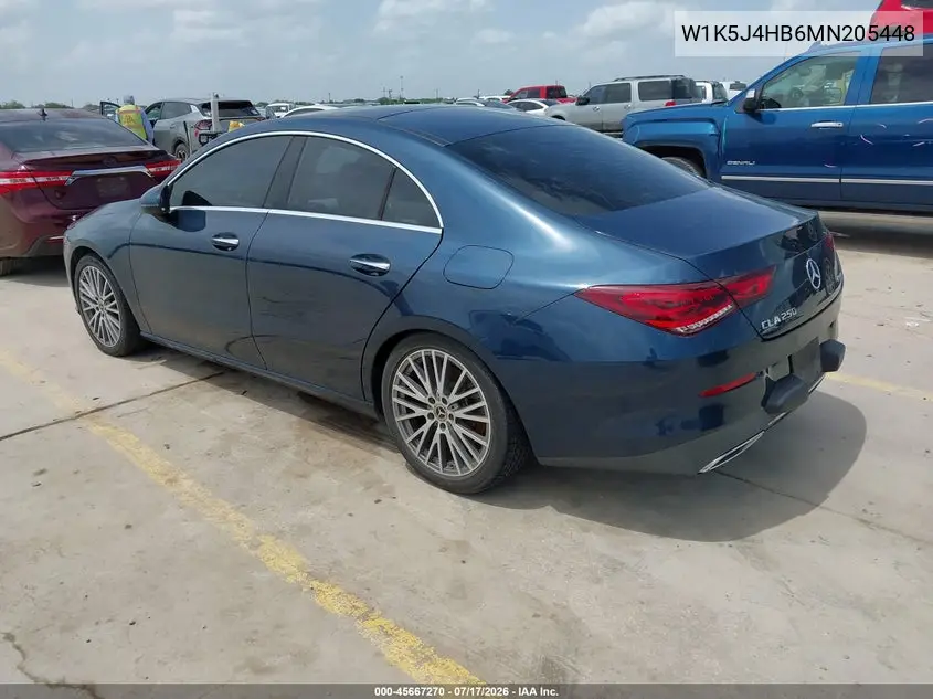 2021 Mercedes-Benz Cla 250 4Matic VIN: W1K5J4HB6MN205448 Lot: 45667270