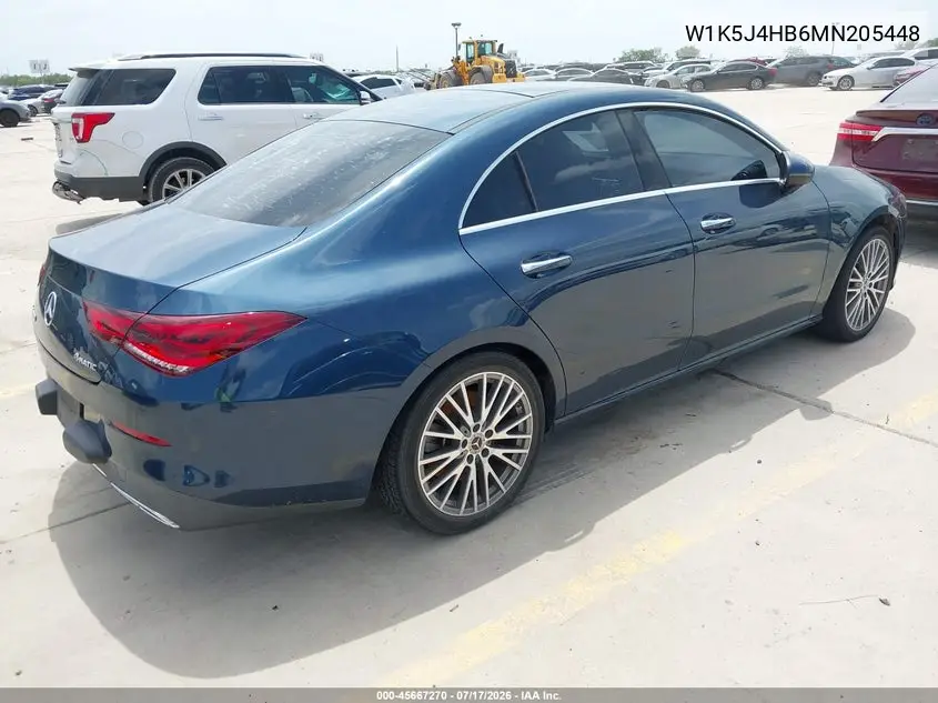 2021 Mercedes-Benz Cla 250 4Matic VIN: W1K5J4HB6MN205448 Lot: 45667270