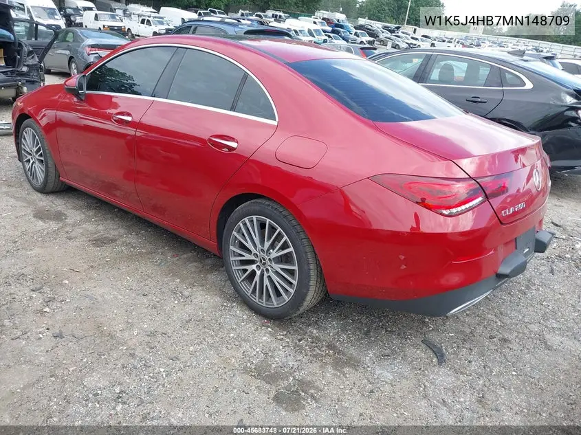 2021 Mercedes-Benz Cla 250 4Matic VIN: W1K5J4HB7MN148709 Lot: 45683748