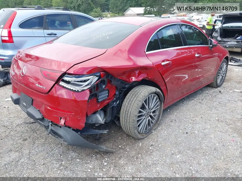 2021 Mercedes-Benz Cla 250 4Matic VIN: W1K5J4HB7MN148709 Lot: 45683748