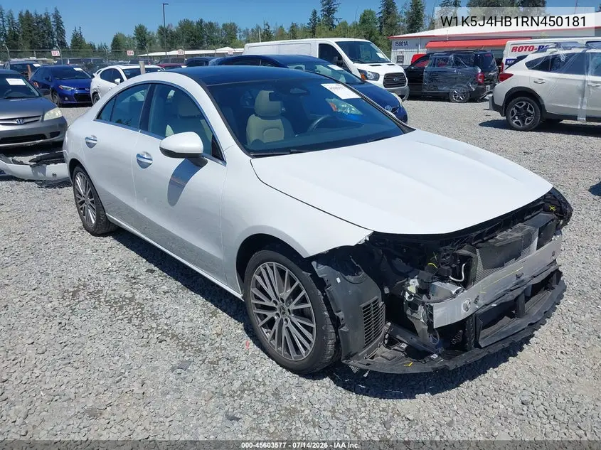 2024 Mercedes-Benz Cla 250 Coupe 4Matic VIN: W1K5J4HB1RN450181 Lot: 45603577